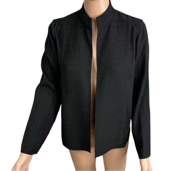 Eileen Fisher Size XS Silk Textured Open Front Jacket Blazer Lightweight Pockets - Picture 1 of 7